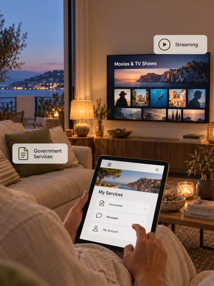Une personne regarde un service de streaming sur sa télévision depuis son salon.